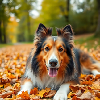 Seda Collie en papel con decoración de pasto