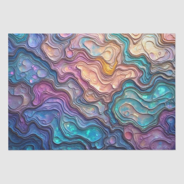 Seda Colorido Papel De Tejido Abalone Swirls (Anverso)