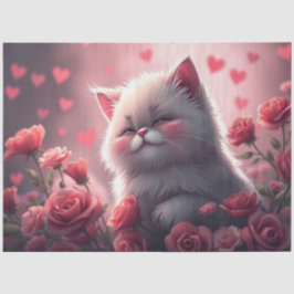 Seda Colorido papel de tejidos de gatos románticos