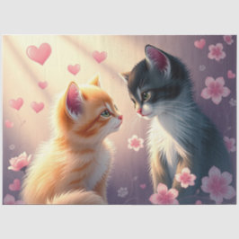 Seda Colorido papel de tejidos de gatos románticos