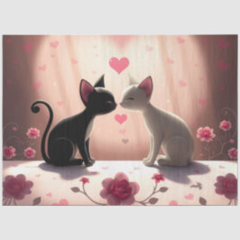 Seda Colorido papel de tejidos de gatos románticos