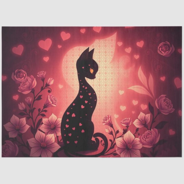 Seda Colorido papel de tejidos de gatos románticos (Anverso)