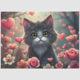 Seda Colorido papel de tejidos de gatos románticos