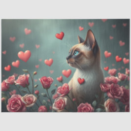 Seda Colorido papel de tejidos de gatos románticos