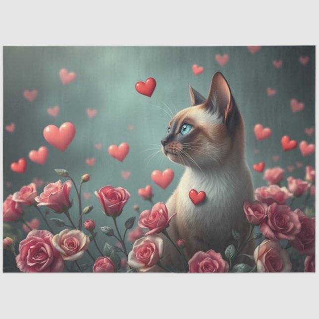 Seda Colorido papel de tejidos de gatos románticos (Anverso)