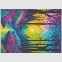 Seda Colorido Papel del tejido artístico del bosque de 