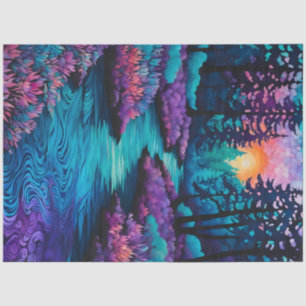 Seda Colorido Papel del tejido artístico del bosque de