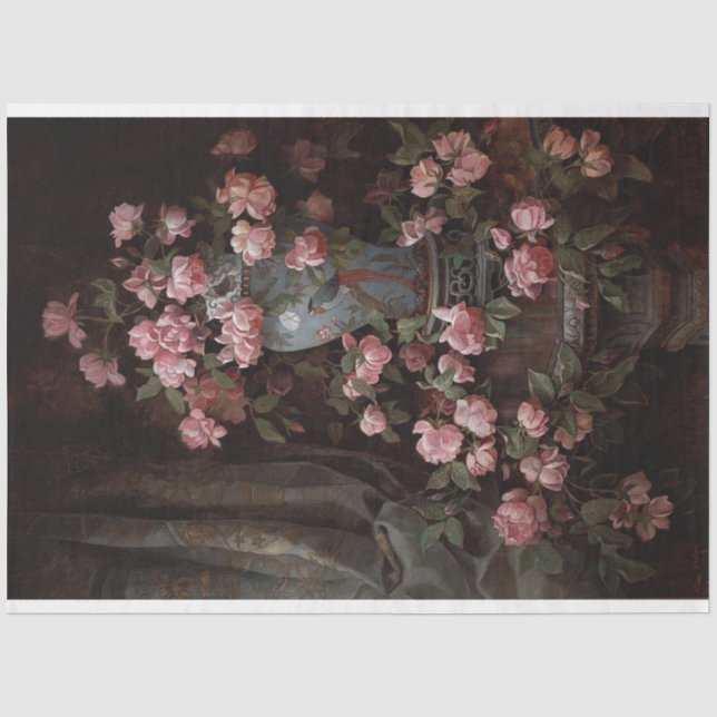 Seda Comedor floral de papel negro (Anverso)