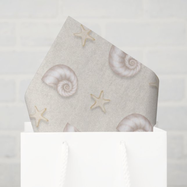 Seda Conchas de mar en papel tisú de arena (Bolsa de regalo)