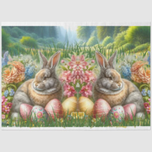 Seda Conejo de Pascua Flores Fiesta Huevos Papel de Sed