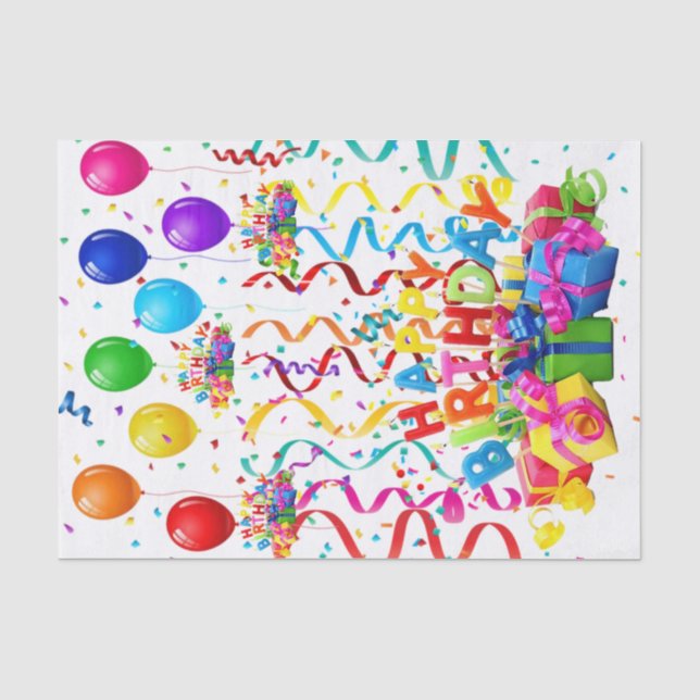 Seda Confetti de Papel Tejido Feliz Cumpleaños (Anverso)