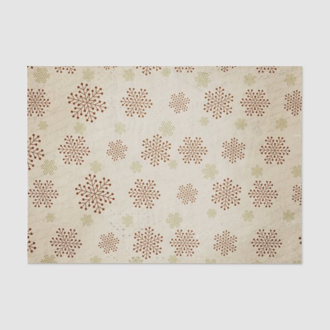 Seda Copos de nieve marrones en papel de tejidos blanco (Anverso)