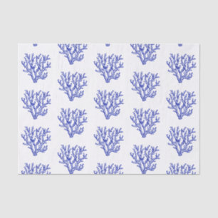 Seda Corales de mar azul y blanco papel de tejido grand