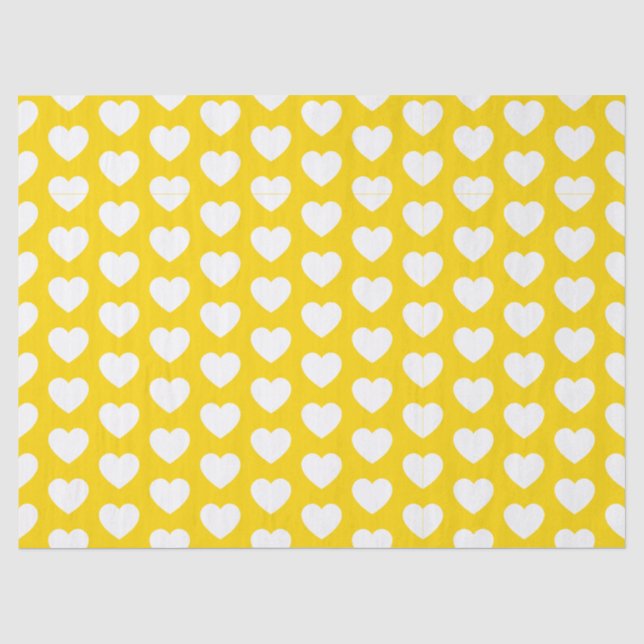 Seda Corazones, blanco en papel de tejido amarillo dora (Anverso)