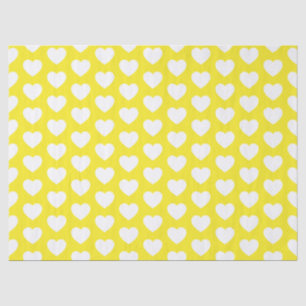 Seda Corazones, blanco en papel de tejidos amarillos