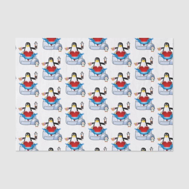 Seda Corazones de pingüino de papel de tejido el día de (Anverso)