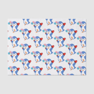 Seda Corazones de pingüino de papel de tejido el día de