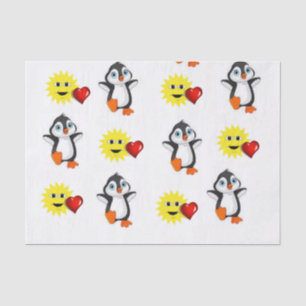 Seda Corazones de pingüino de papel de tejido el día de