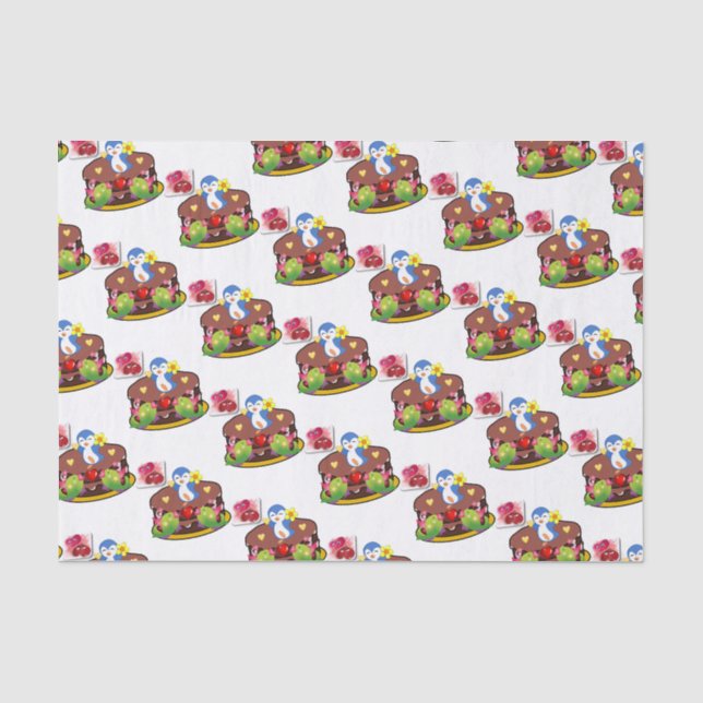 Seda Corazones de pingüino de papel de tejido el día de (Anverso)