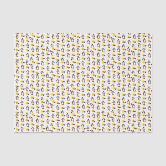 Seda Corazones de pingüino de papel de tejido el día de (Anverso)
