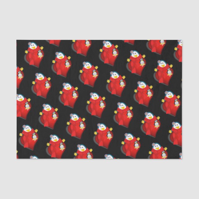 Seda Corazones de pingüino de papel de tejido el día de (Anverso)