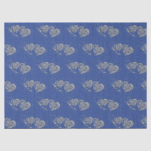 Seda Corazones grises, fondo de mezclilla azul, papel t