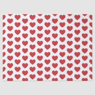 Seda Corazones, rojo oscuro en papel de tejidos blancos