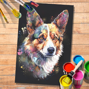 Seda Corgi en acuarela 2 papel de descomposición