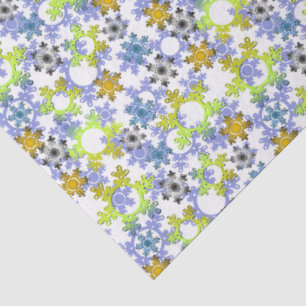 Seda Cortado copos de nieve de papel multicolor sobre b