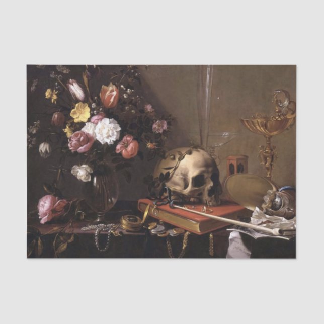 Seda Cráneo de época y papel de tono de descomposición  (Anverso)