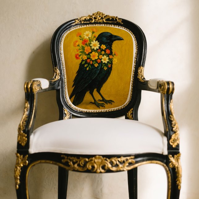 Seda Crow Con Papel De Tejido De Flores Para La Descomp (This is a mockup, the design may appear larger/smaller on your decoupage piece.)