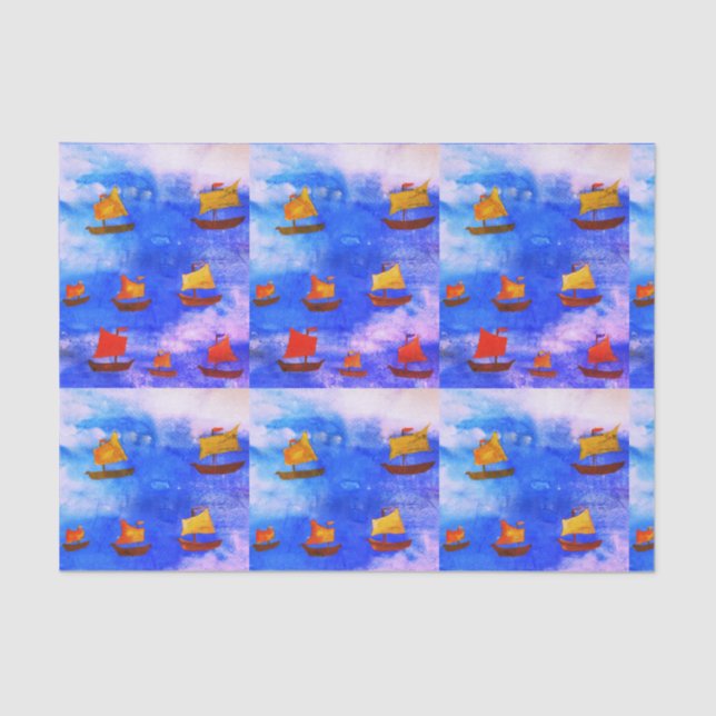 Seda Cubierta acuática Blue Sea Personalizado Papel de  (Anverso)