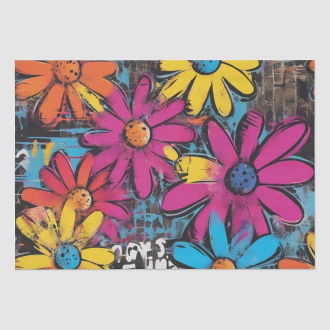Seda Daisy Delight Pop Art Blossoms papel de desenlace (Anverso)
