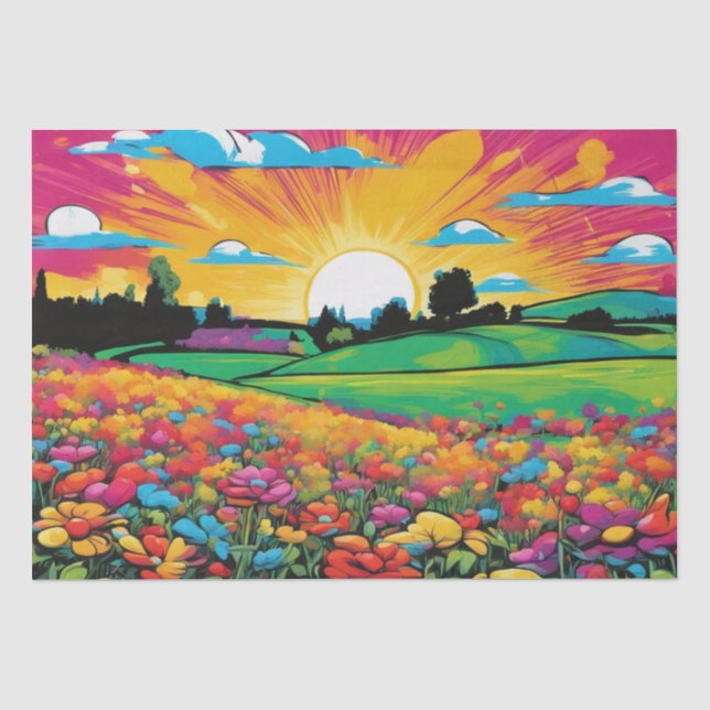Seda Daisy Delight Pop Art Blossoms papel de desenlace (Anverso)