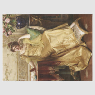 Seda Dama de la Vintage en papel de tejado vestido de o
