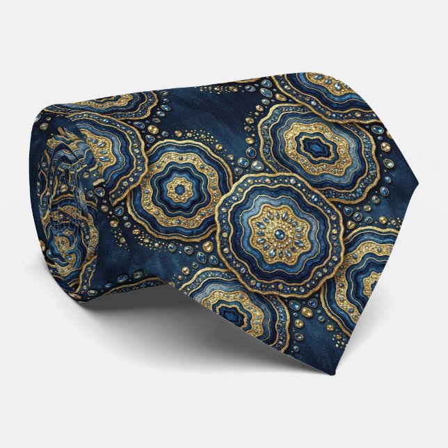 Seda de lujo falsa | Corbata de cuello de geoda de (Enrollado)