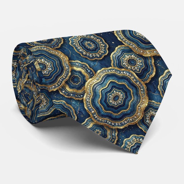 Seda de lujo falsa | Corbata de cuello de geoda de (Enrollado)