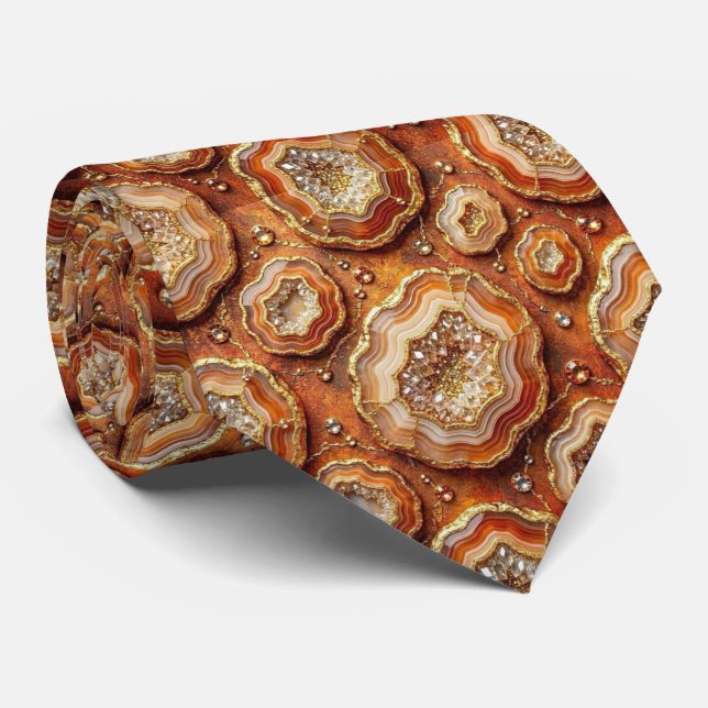 Seda de lujo falsa | Corbata de cuello de geoda de (Enrollado)