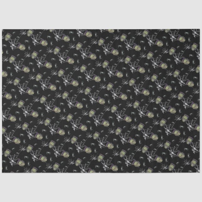 Seda 🖤 🎃 de papel 💀 Frankenstein para el té negro (Anverso)