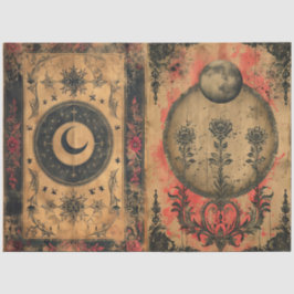 Seda Decoupage gótica celeste antigua de papel