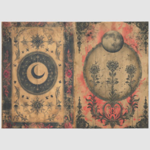 Seda Decoupage gótica celeste antigua de papel