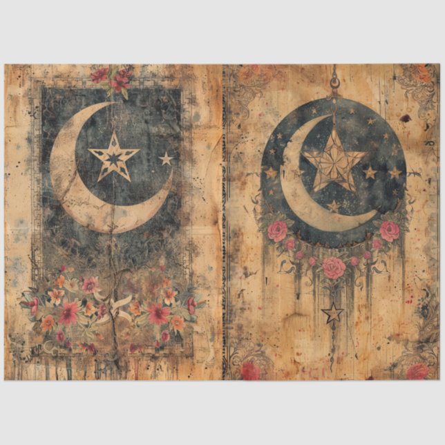 Seda Decoupage gótica celeste antigua de papel (Anverso)