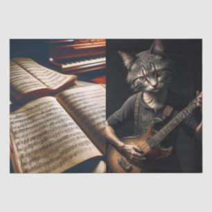 Seda Decoupage - Guitarra y música de gatos - Papel Tej