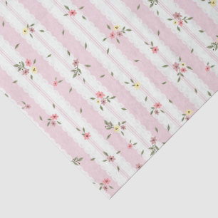 Seda Delicado Patrón floral Papel de tejido rosado