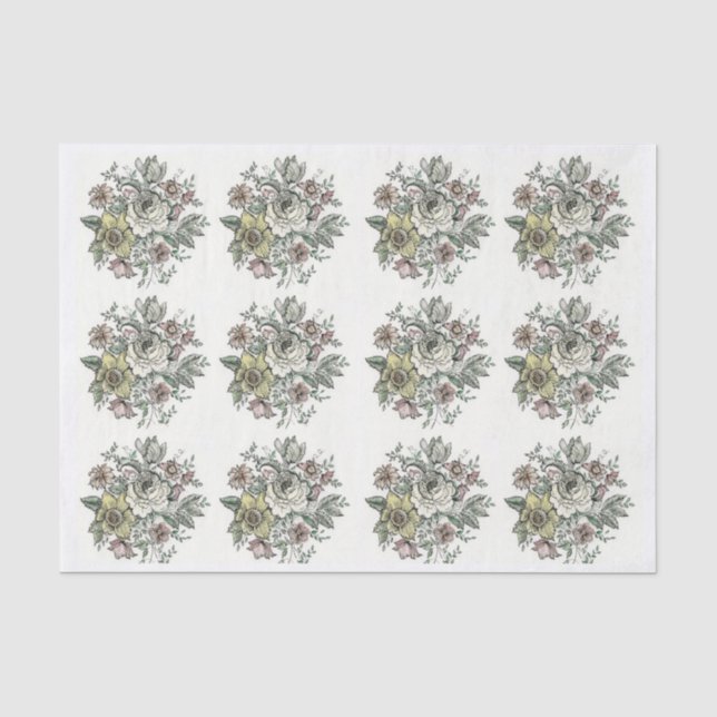 Seda Diseño de Floraison sobre papel tisular (Anverso)