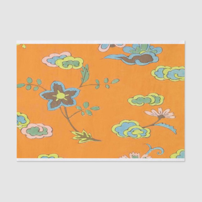 Seda Diseño de flores antiguas - Papel de tejidos para  (Anverso)