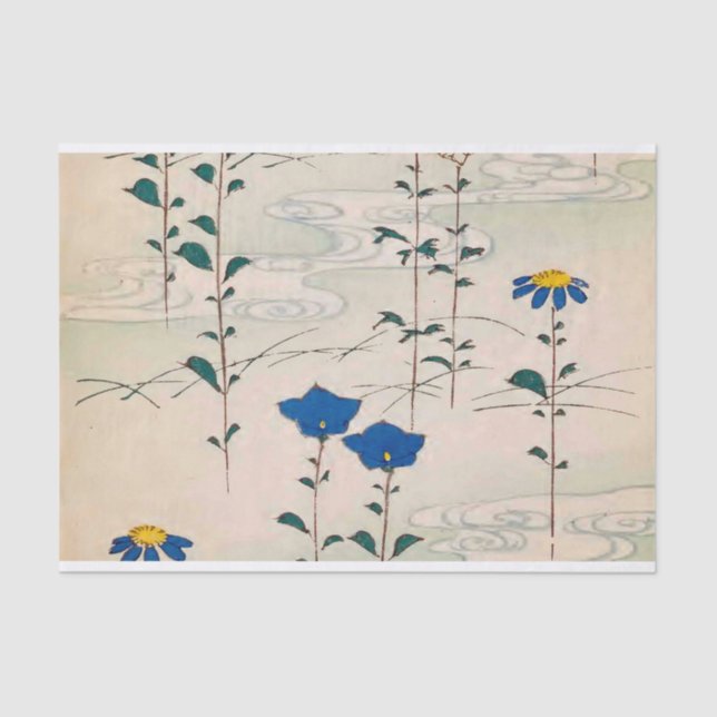 Seda Diseño de flores antiguas - Papel de tejidos para  (Anverso)