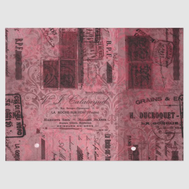 Seda Diseño de la serie de papel Ephemera Burgundy 9 (Anverso)