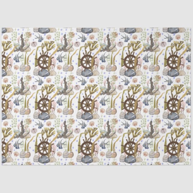 Seda Diseño de la serie Marine Life 11 Papel de tejidos (Anverso)