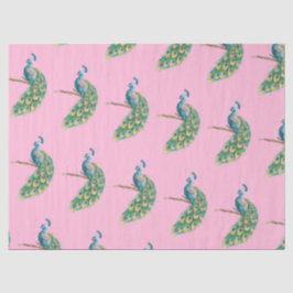 Seda Diseño de la serie Peacock 3 Papel Tejido Rosa